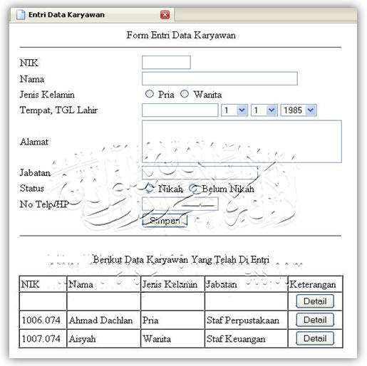 Contoh Program PHP untuk Form Entri Data  ian-Len Software